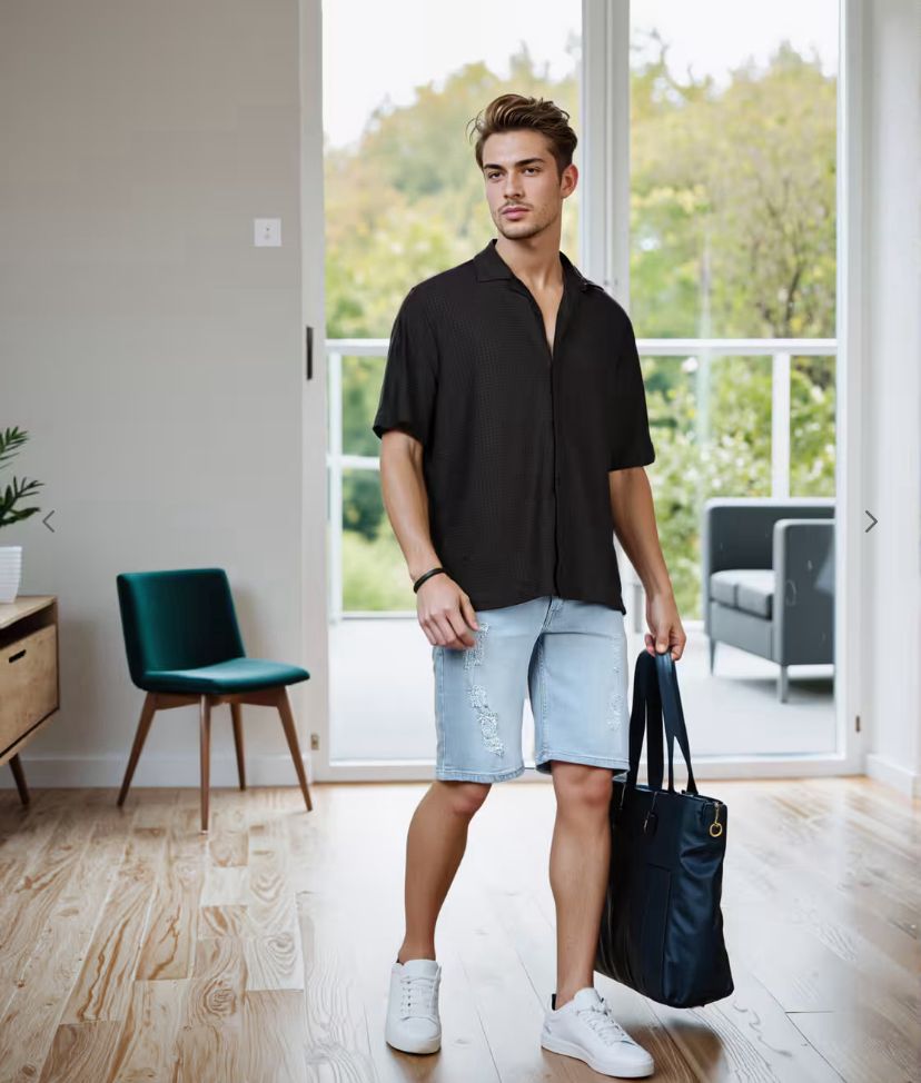 Drop Shoulder Collar textured shirt