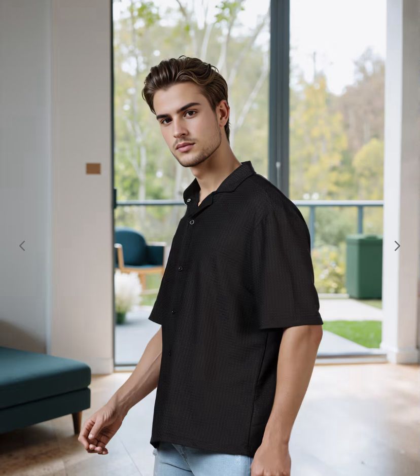 Drop Shoulder Collar textured shirt