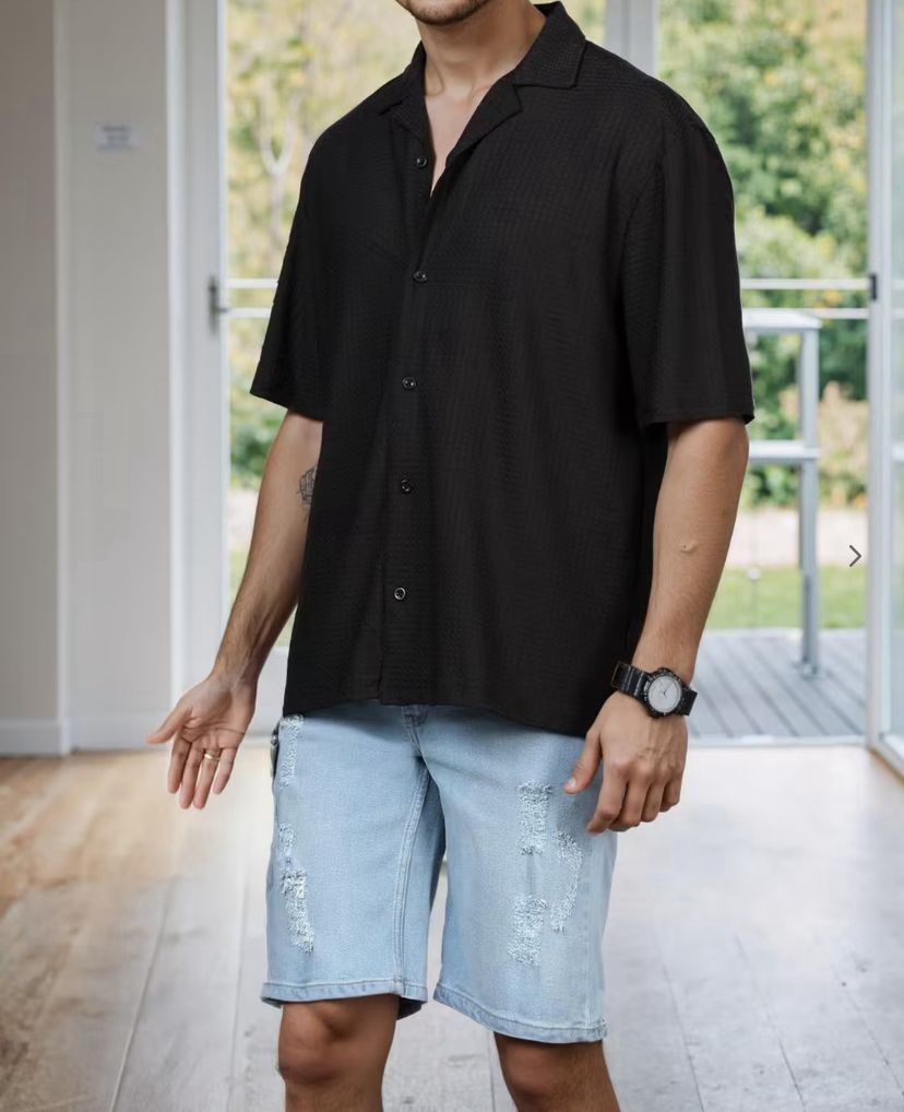 Drop Shoulder Collar textured shirt