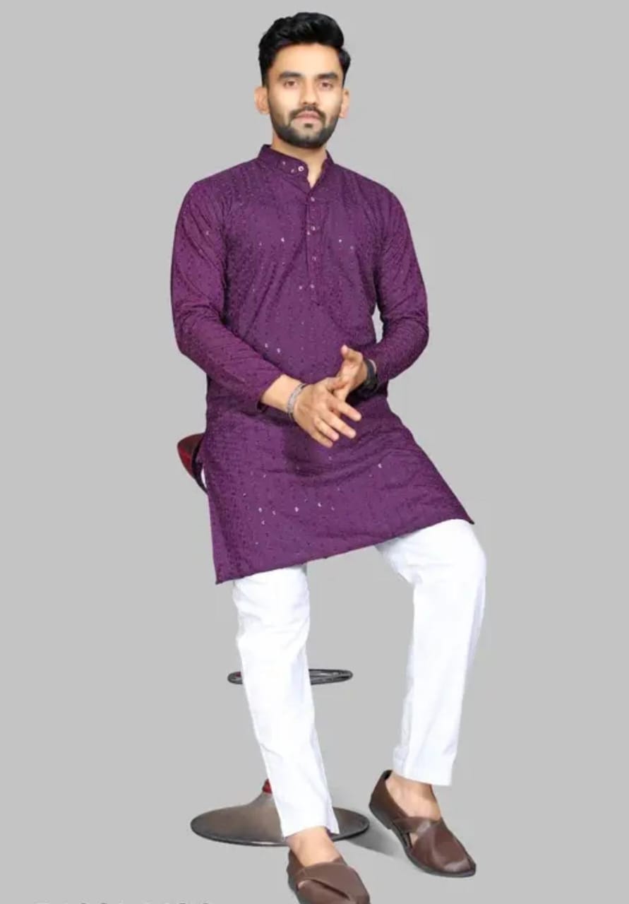 Men's Wear Embroidered Traditionl Wear Only Kurta