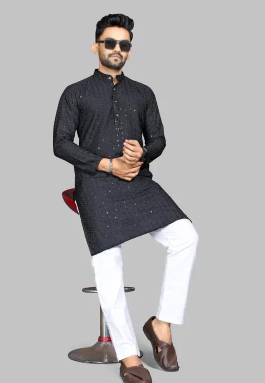 Men's Wear Embroidered Traditionl Wear Only Kurta