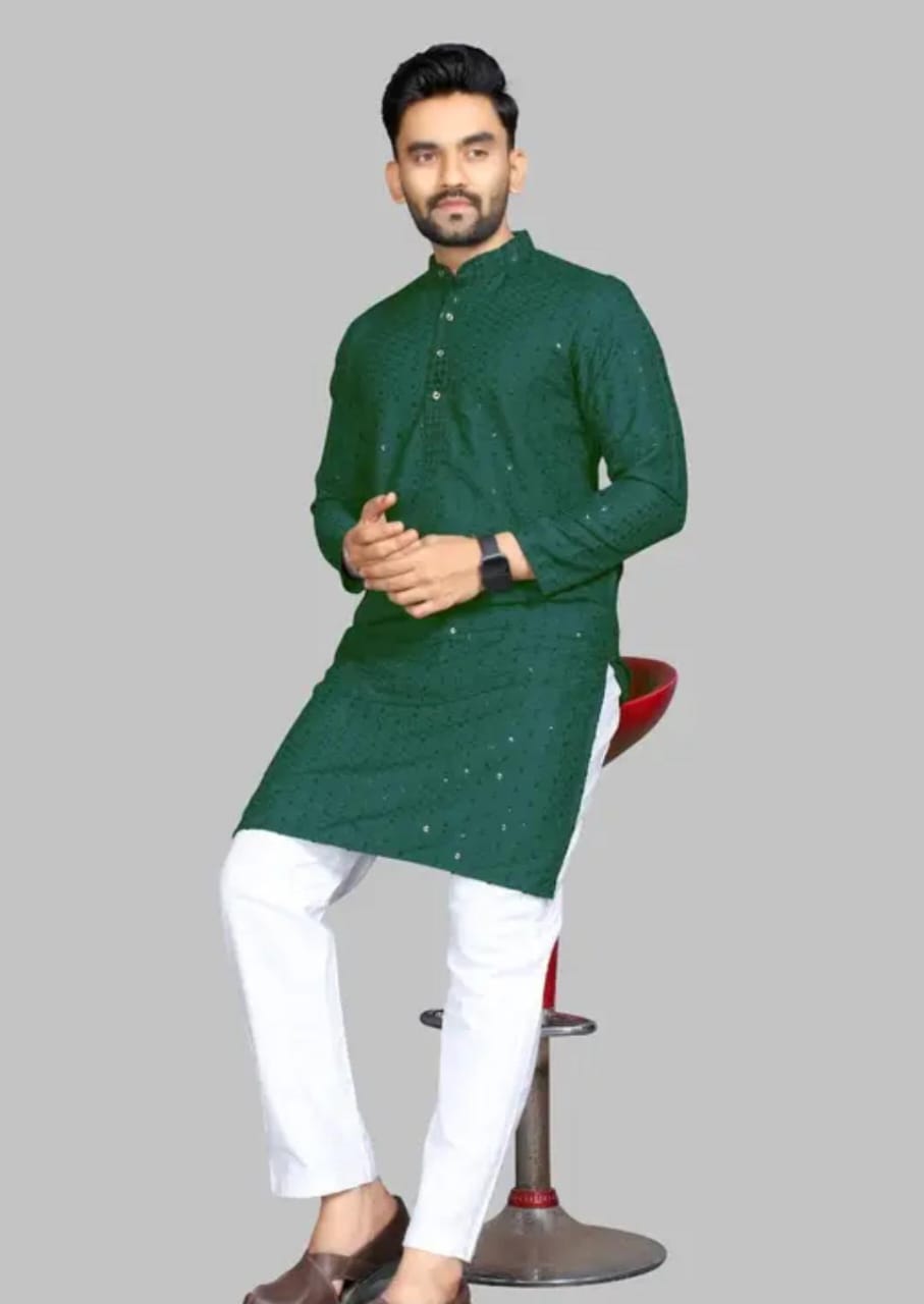 Men's Wear Embroidered Traditionl Wear Only Kurta