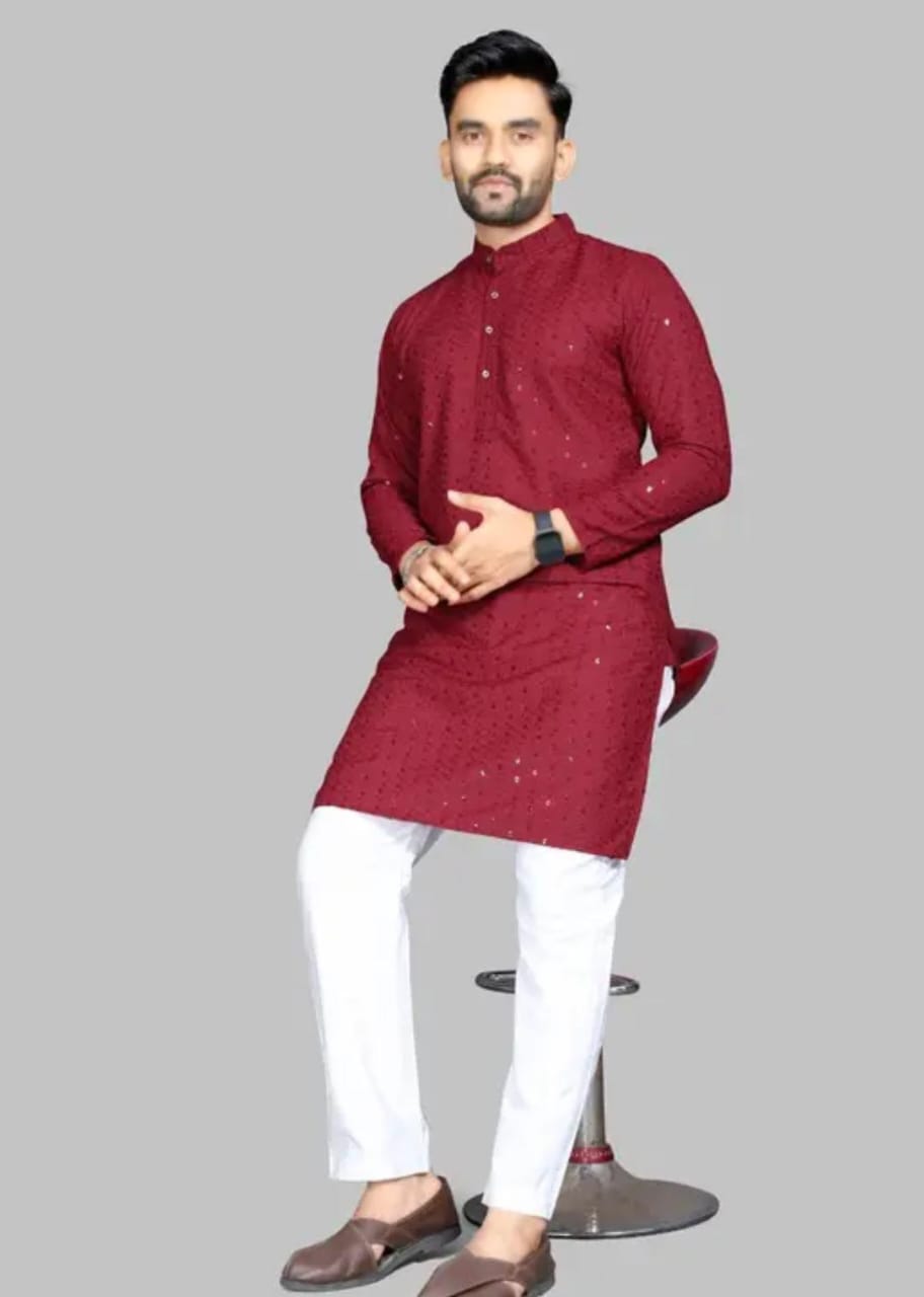 Men's Wear Embroidered Traditionl Wear Only Kurta