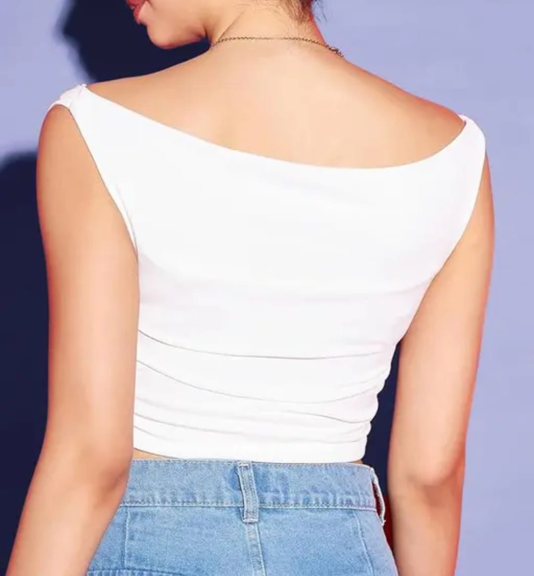 Womens's Stretchable Crop Top White